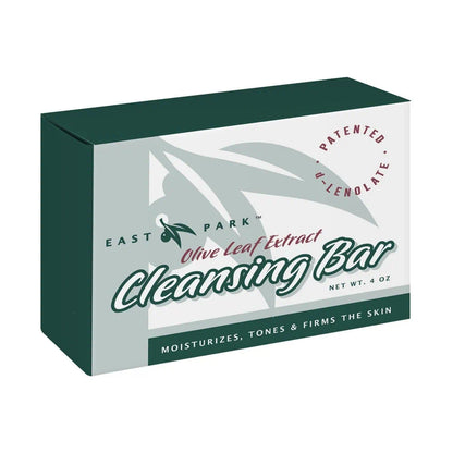 Box of East Park Olive Leaf Extract Cleansing Bar on a white background